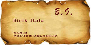 Birik Itala névjegykártya